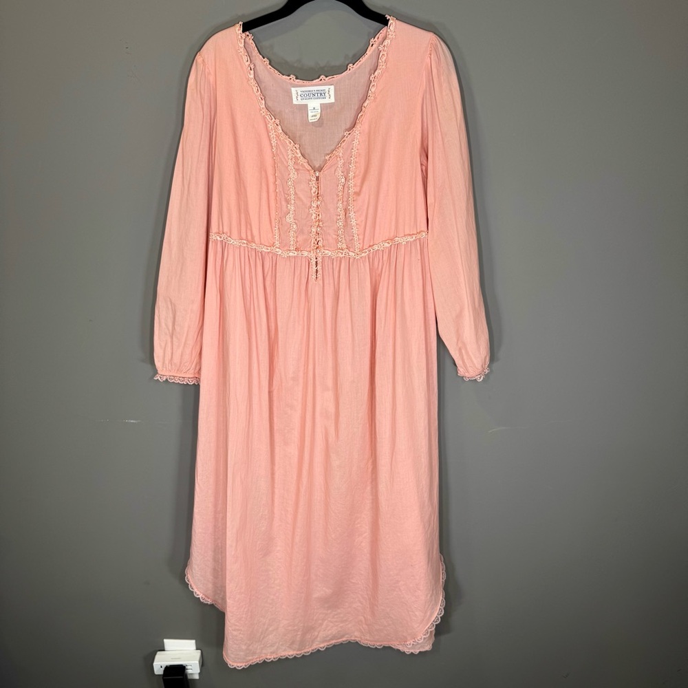 Rare Victoria's Secret Country Pink Lace Trim Nightgown, Small, Vintage Y2K